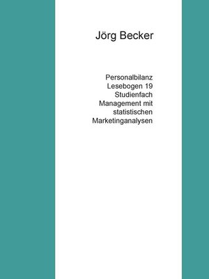 cover image of Personalbilanz Lesebogen 19 Studienfach Management mit statistischen Marketinganalysen